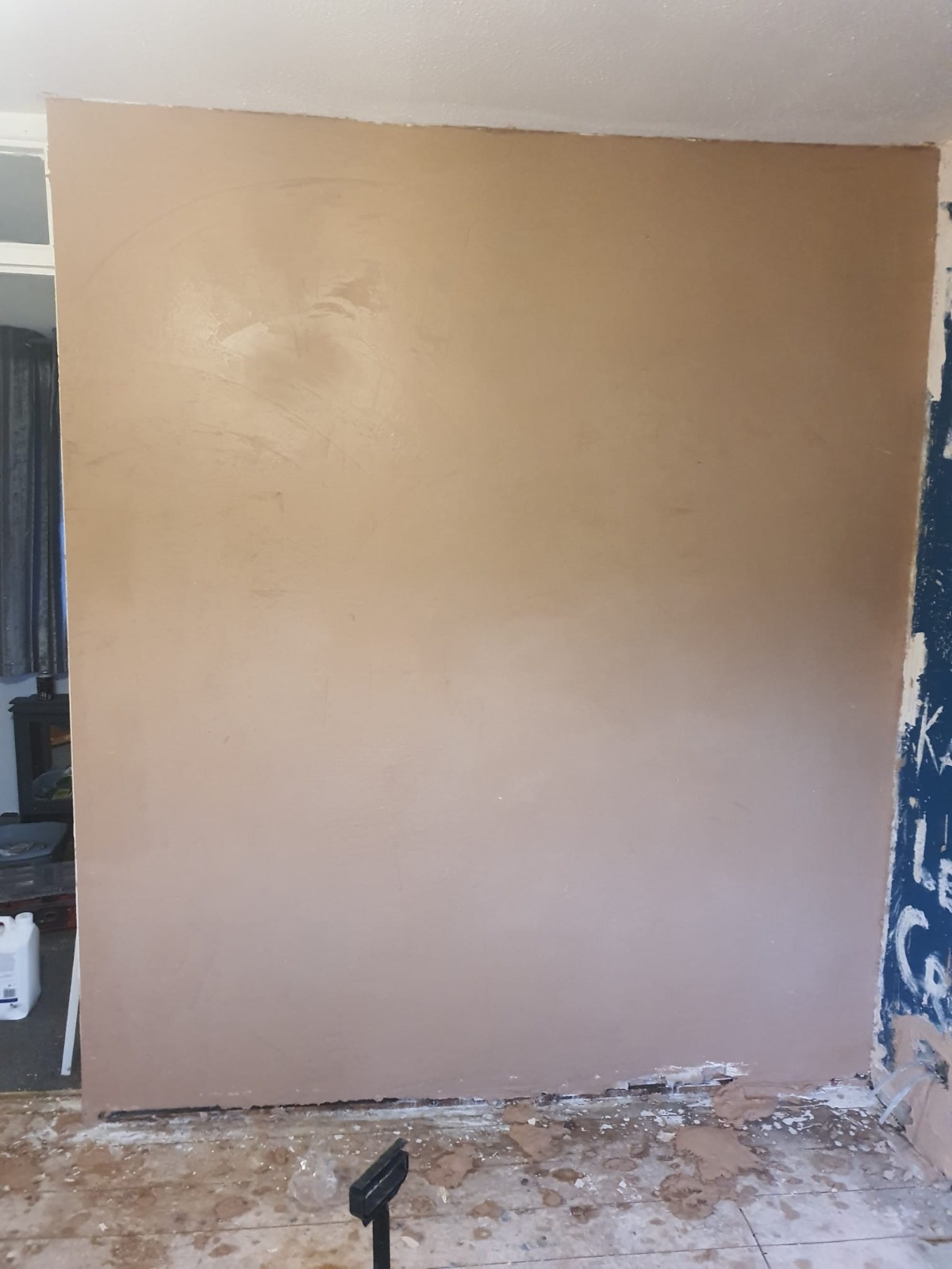 Smooth plastered chimney breast ready for decoration — South Wales