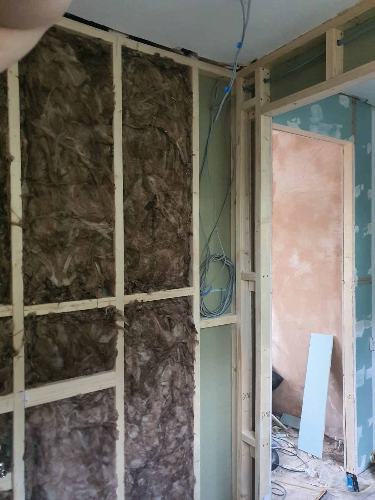Stud wall insulation exposed during refurbishment — South Wales